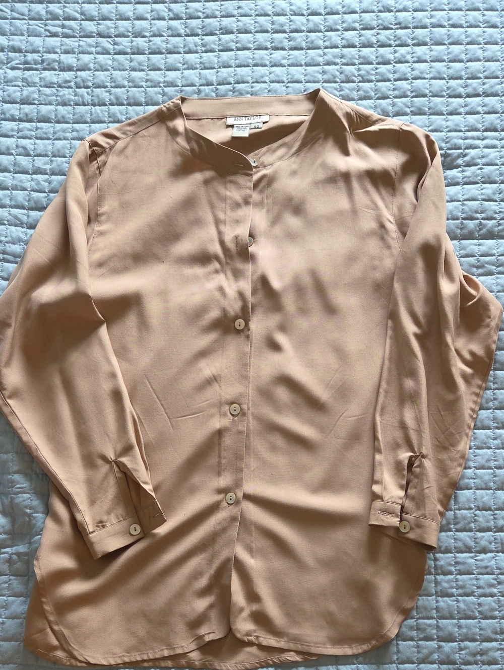 Eileen Fisher Collarless Button-Front Jacket in Soft Peach